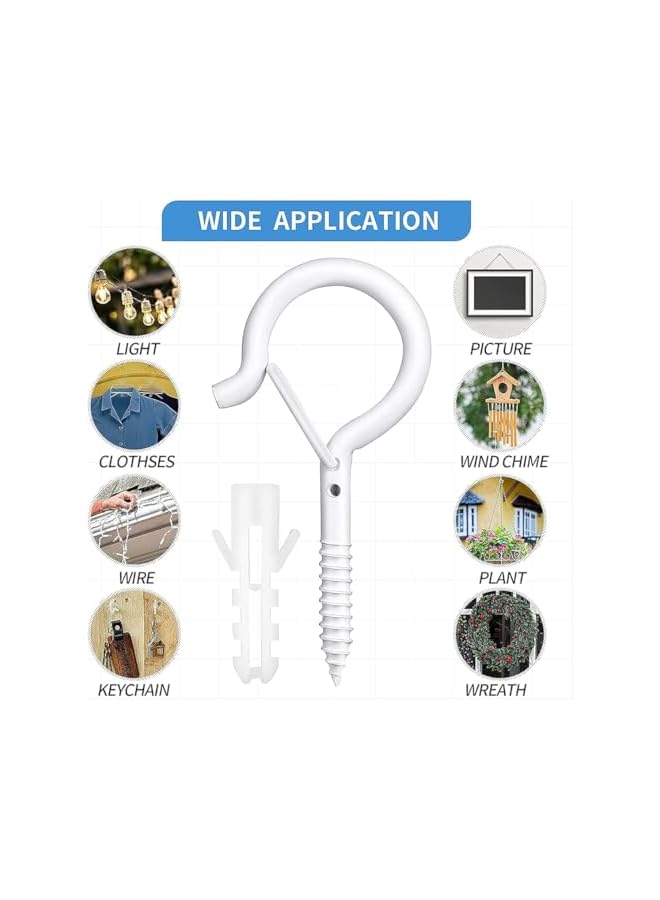 PROMASS 20 Pcs White Ceiling Hanger for Hanging,Lights Wall Mounted Hook Safety Outdoor Hanger - Image 2
