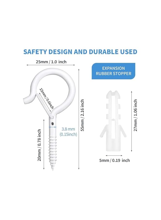 PROMASS 20 Pcs White Ceiling Hanger for Hanging,Lights Wall Mounted Hook Safety Outdoor Hanger - Image 3