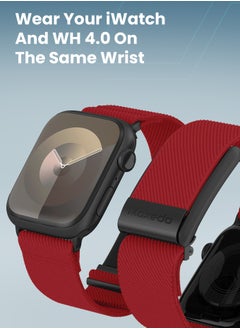 Moxedo Moxedo Hybrid Fit-Weave Nylon Braided Band Adjustable Replacement Strap Compatible for iWatch and Whoop 4.0 Wearable Health and Fitness Tracker - Red  - Image 3