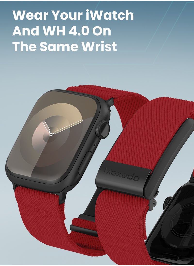 Moxedo Moxedo Hybrid Fit-Weave Nylon Braided Band Adjustable Replacement Strap Compatible for iWatch and Whoop 4.0 Wearable Health and Fitness Tracker - Red  - Image 3