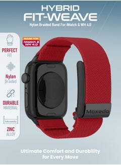 Moxedo Moxedo Hybrid Fit-Weave Nylon Braided Band Adjustable Replacement Strap Compatible for iWatch and Whoop 4.0 Wearable Health and Fitness Tracker - Red  - Image 5