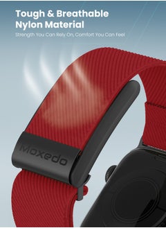 Moxedo Moxedo Hybrid Fit-Weave Nylon Braided Band Adjustable Replacement Strap Compatible for iWatch and Whoop 4.0 Wearable Health and Fitness Tracker - Red  - Image 2