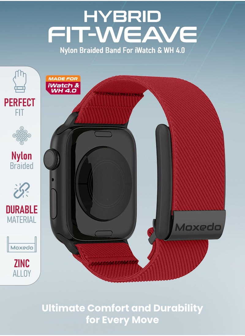 Moxedo Hybrid Fit-Weave Nylon Braided Band Adjustable Replacement Strap Compatible for iWatch and Whoop 4.0 Wearable Health and Fitness Tracker - Red - pzsku/Z3A545C4A78A5DE2295E6Z/45/_/1738771074/40270c06-3fa2-40ed-9223-d6419d6007fa