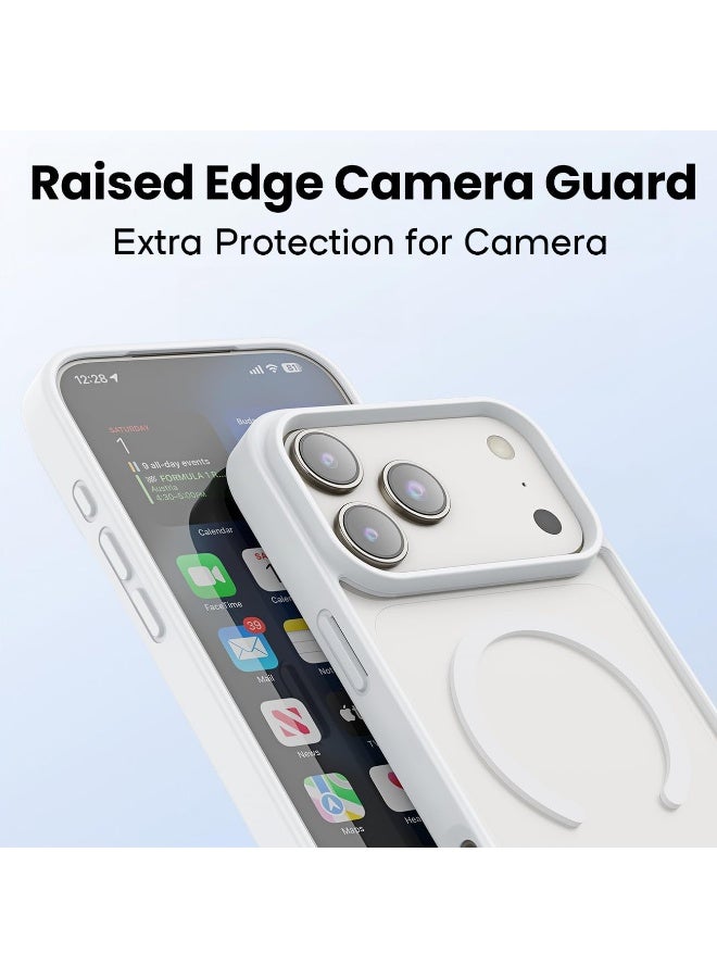 أكاليكس جراب مغناطيسي غير لامع لهاتف iPhone 17 Pro Max، متوافق مع MagSafe، غطاء فاخر مطلي، جراب حماية للهاتف من مادة TPU ناعمة ومقاومة للصدمات | أبيض - Image 2