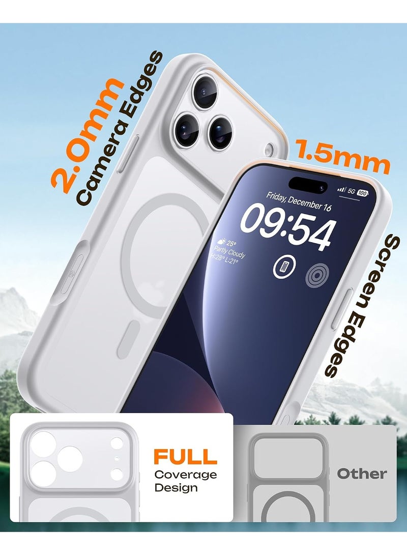 أكاليكس حافظة مغناطيسية مطفية لهاتف iPhone 17 Pro Max [مقاومة للصدمات ونحيفة] - غطاء خلفي صلب بملمس مطفي وحماية فائقة الجودة | أبيض - Image 2