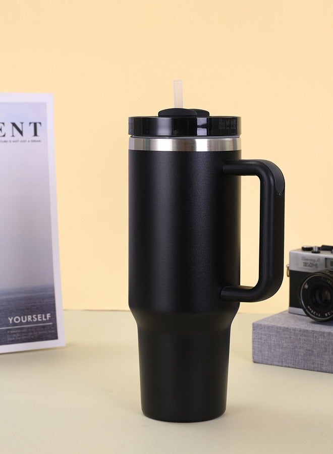 Handle car cup Cold bullock cup straw cup Large capacity stainless steel thermos cup - Image 2