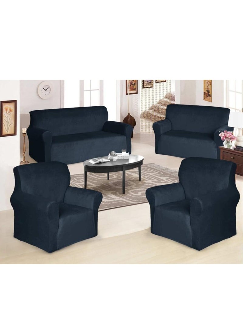 EVORY HOME Sofa Cover Velvet 4-Pieces Set of 7-Seater (3+2+1+1) Super Stretchable Anti-Wrinkle Slip Resistant Furniture Protector  - Image 1