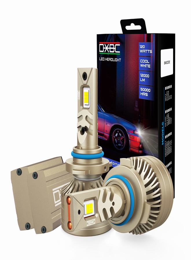 DXB-C Midnight 9005/HB3 LED Car Headlight Bulbs, 160W 12000LM 300% Extremely Bright Light, 6500K Cool White LED Bulb for Low Beam and High Beam Headlights, Plug and Play, IP68 - Pack of 2 - Image 1