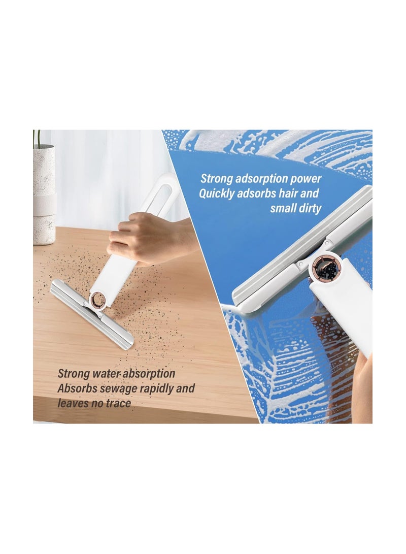 Squeeze Short Mop Portable Self-Squeeze Mini Mop Mini Lazy Hand Wash-Free Strong Absorbent Mop Wet and Dry Use 160 Degree Adjustable Floor Cleaning System for Bathroom Kitchens Tableware Desktop Glass - Image 2