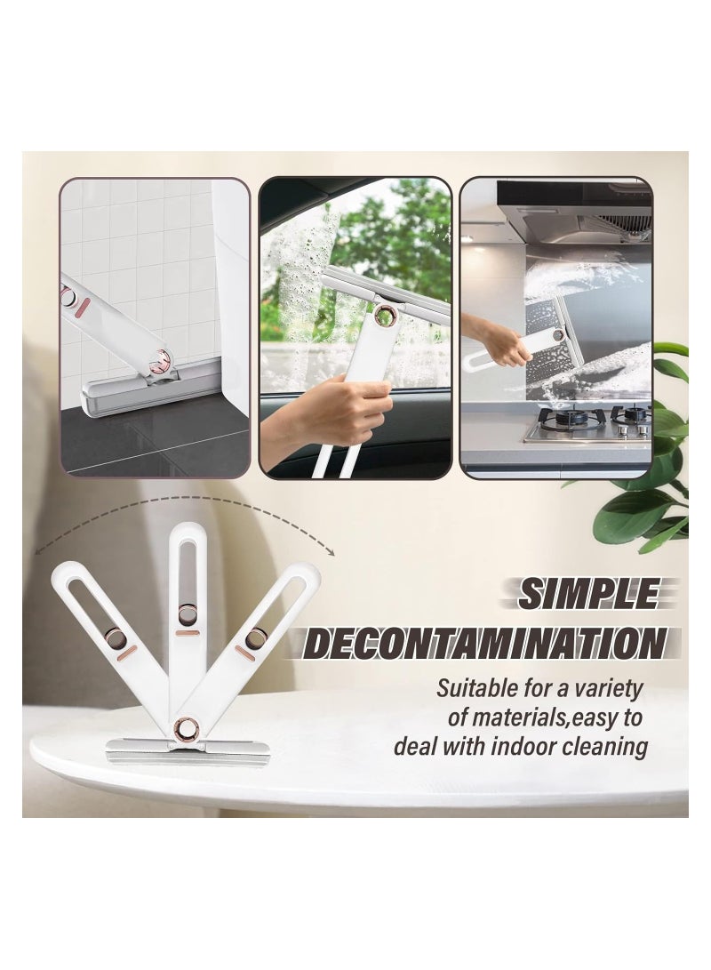 Squeeze Short Mop Portable Self-Squeeze Mini Mop Mini Lazy Hand Wash-Free Strong Absorbent Mop Wet and Dry Use 160 Degree Adjustable Floor Cleaning System for Bathroom Kitchens Tableware Desktop Glass - Image 3