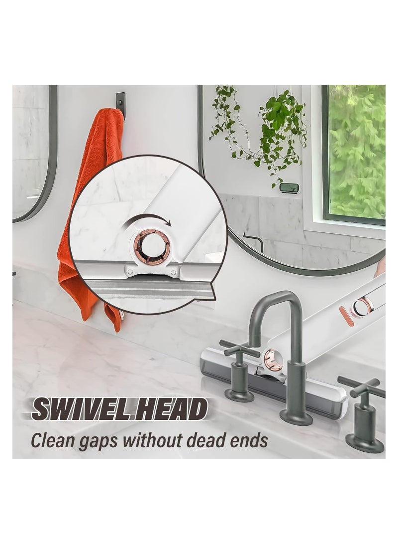 Squeeze Short Mop Portable Self-Squeeze Mini Mop Mini Lazy Hand Wash-Free Strong Absorbent Mop Wet and Dry Use 160 Degree Adjustable Floor Cleaning System for Bathroom Kitchens Tableware Desktop Glass - Image 4
