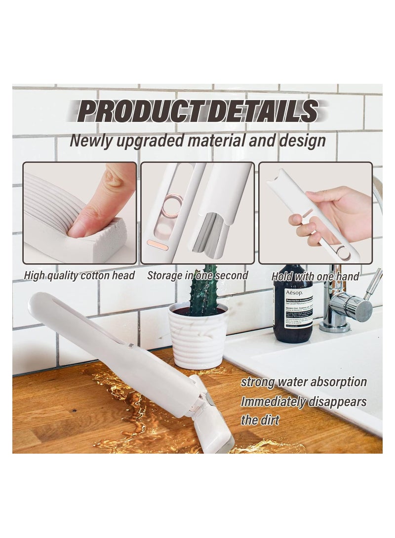 Squeeze Short Mop Portable Self-Squeeze Mini Mop Mini Lazy Hand Wash-Free Strong Absorbent Mop Wet and Dry Use 160 Degree Adjustable Floor Cleaning System for Bathroom Kitchens Tableware Desktop Glass - Image 5