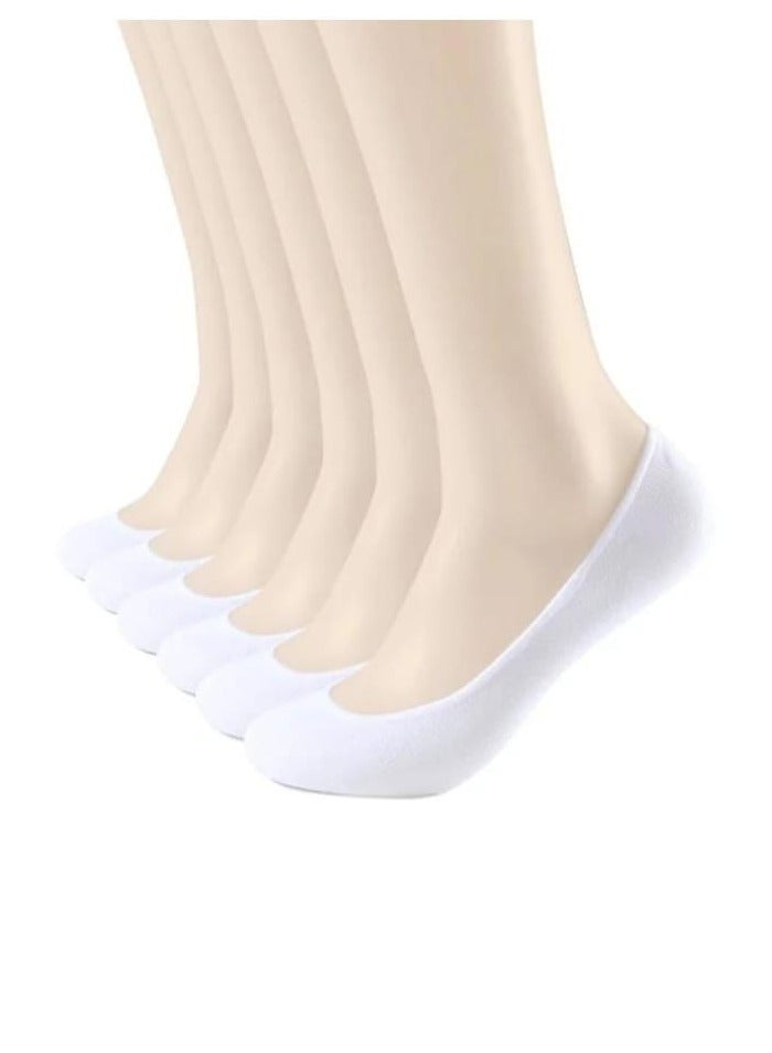 طقم جوارب سادة غير ظاهرة مكون من 6 أزواج. أبيض