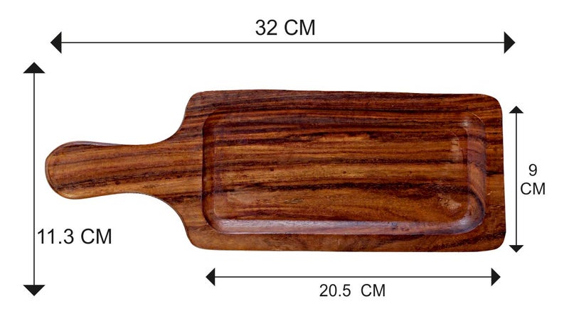 THW® Wooden Garlic Bread Snacks Starters Fast Food French Fries Serving Platter Bat Plate Tray, Small Size - Image 2