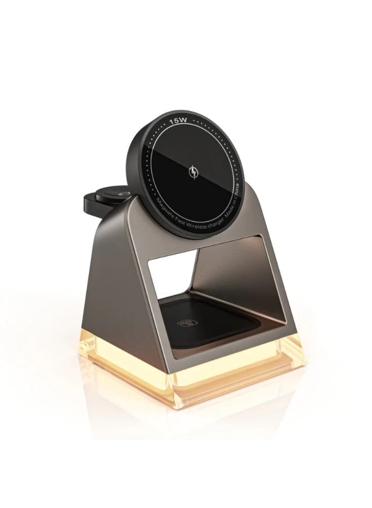 Taalk 3-in-1 Desktop Charger with Night Light – Multi-Device Charging Station for iPhone, AirPods, and Smartwatches - Image 1