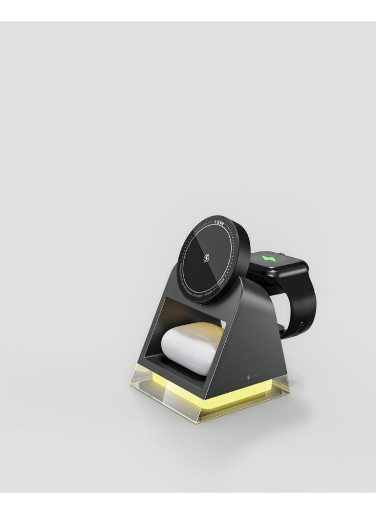 Taalk 3-in-1 Desktop Charger with Night Light – Multi-Device Charging Station for iPhone, AirPods, and Smartwatches - Image 3