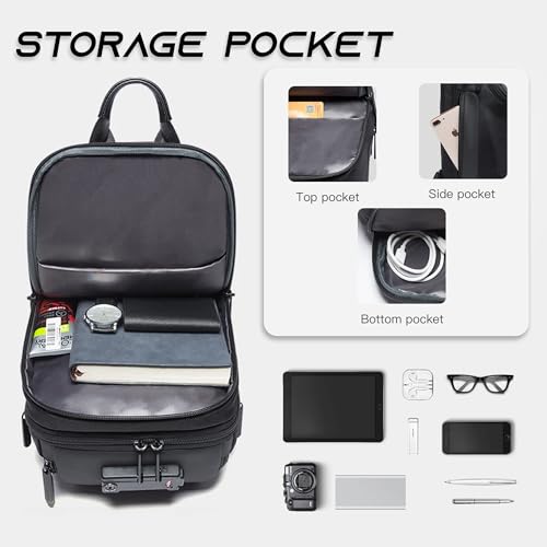 REDHORNS Waterproof Crossbody Chest Bag for Men & Women with USB Charging Port Unisex Design Anti-Theft Number Lock Shoulder Bag, Sling Bag Backpack for Travel (Black) - Image 4