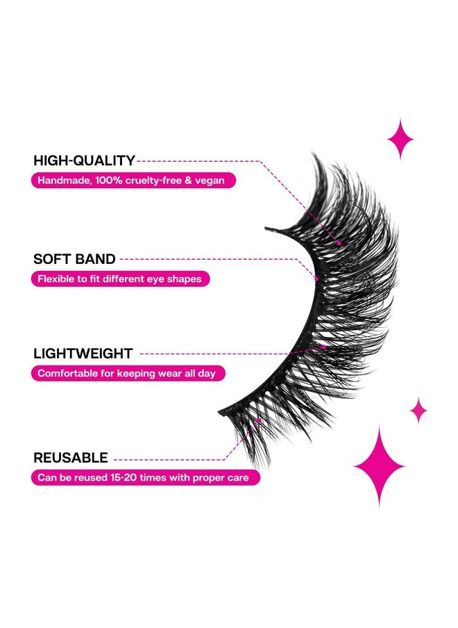 Calailis - False Eyelash, Eye Makeup Lash 3D Faux Mink Fake Eyelash Long Natural Eyelashes 3 Pairs With 5G False Eyelash Glue (Cs31) - Image 1
