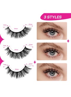 Calailis False Eyelash, Eye Makeup Lash 3D Faux Mink Fake Eyelash Long Natural Eyelashes 3 Pairs With 5G False Eyelash Glue (Cs31)  - Image 2