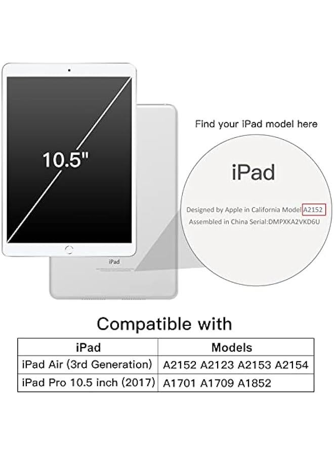 Case for iPad Pro 10.5-Inch and iPad Air 3 (10.5-Inch 2019, 3rd Generation), Smart Cover Auto Wake/Sleep Cover (Black) - Image 2