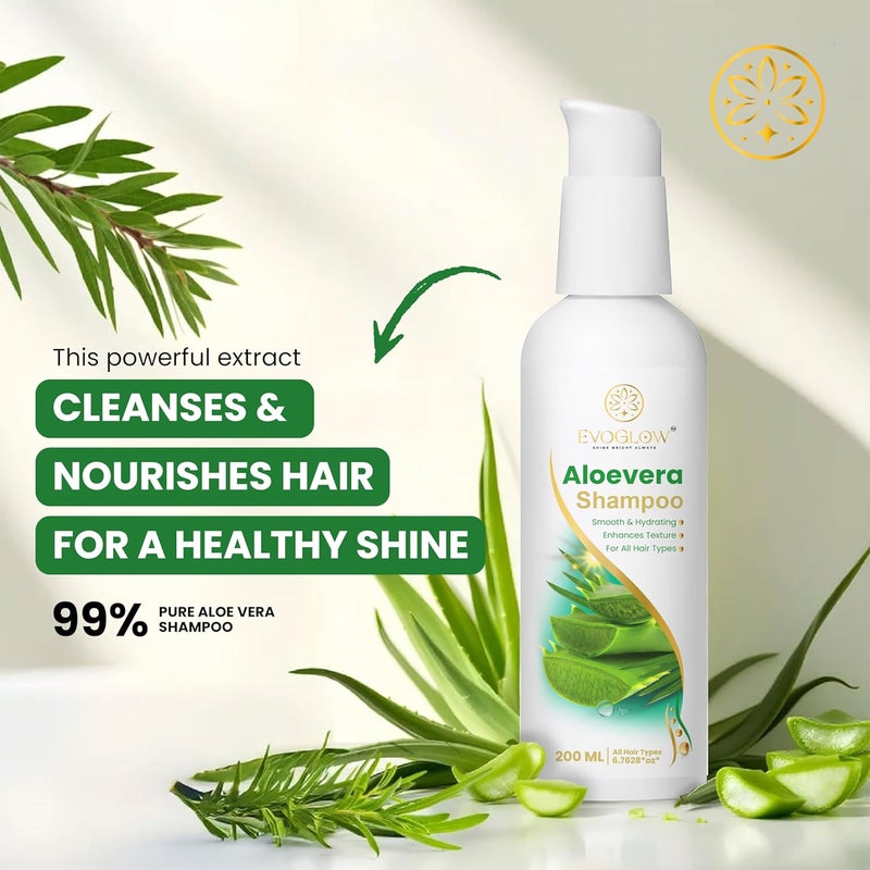Generic Evoglow Aloe Vera Shampoo Smooth Hydrating All Hair Types 200 ml  - Image 3
