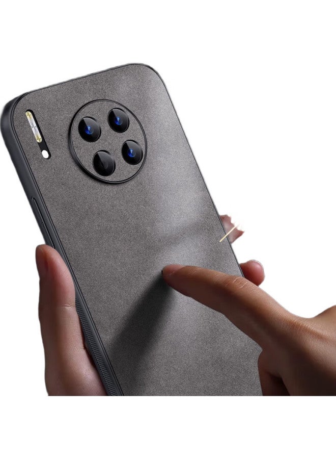 Shangsu, Suitable For Huawei Mate 30 Phone Case, Huawei Mate 30E Protective Cover, Shockproof, Full Lens Protection, Soft Shell, Simple Luxury Lambskin Outer Case, Men'S And Women'S Leather Case, Black - Image 2