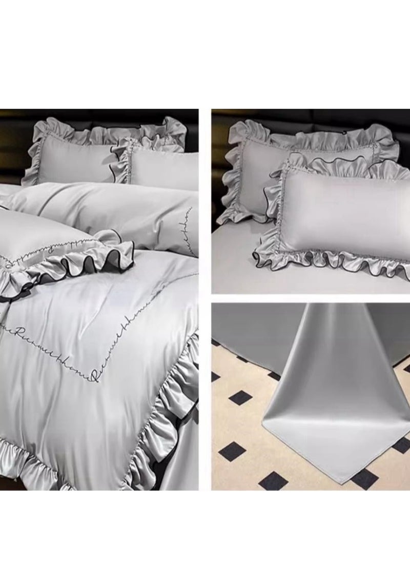 Generic Bed Sheet Style — High End Silky Princess Lace Bedding Four Piece Set  - Image 2