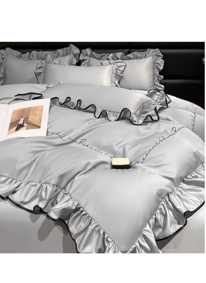 Generic Bed Sheet Style — High End Silky Princess Lace Bedding Four Piece Set  - Image 1
