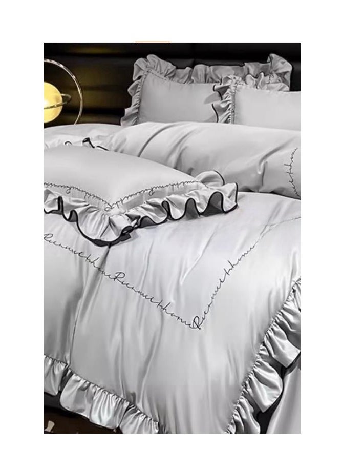 Generic Bed Sheet Style — High End Silky Princess Lace Bedding Four Piece Set  - Image 5