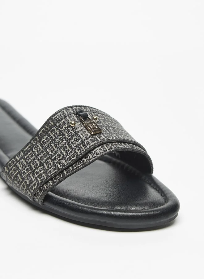فلورا بيلا من شو إكسبرس Monogram Print Slip-On Sandals with Logo Accent