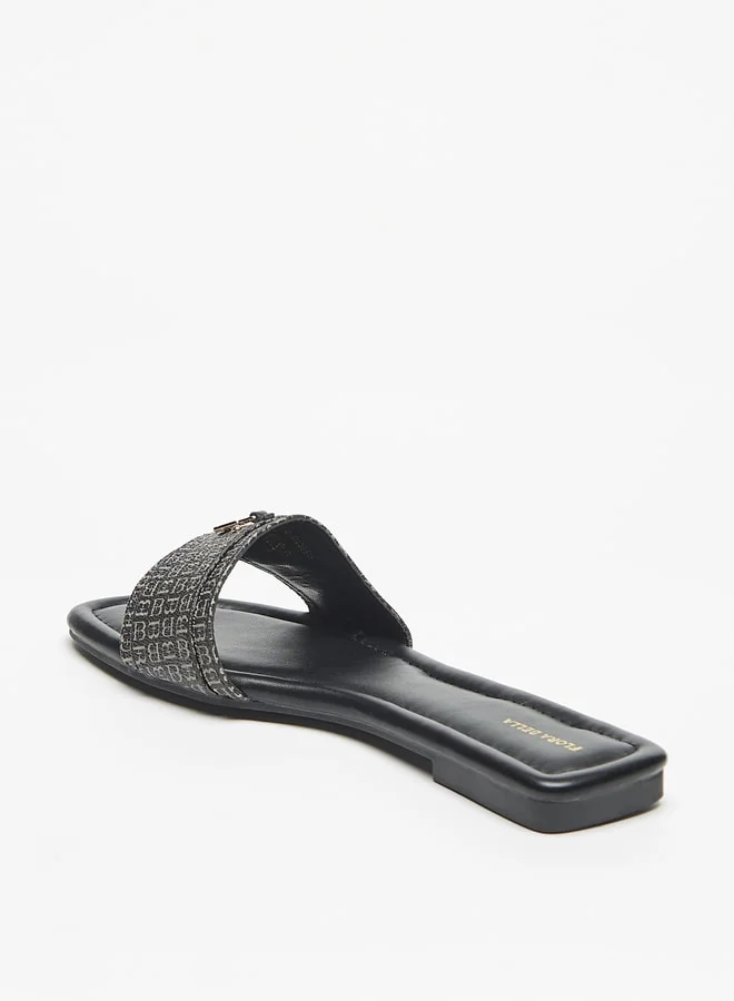 فلورا بيلا من شو إكسبرس Monogram Print Slip-On Sandals with Logo Accent