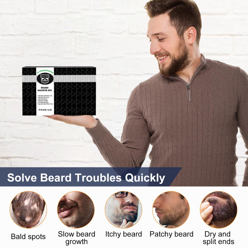 MALE GOD Beard Growth Kit, Beard Kit W/Men's Shaving & Grooming Sets, Upgraded Beard Growth Oil W/Biotin and Batana Oil, Balm, Comb for Spot/Patchy Beard, Christmas Gifts for Men Him Boyfriend Husband - Image 5