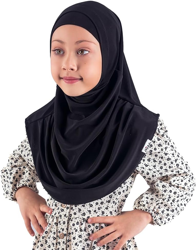 Modefa Islamic Girl Child Practical Amira Hijab Two Piece Muslim Scarf & Bonnet - Instant Easy Hijab - Image 1