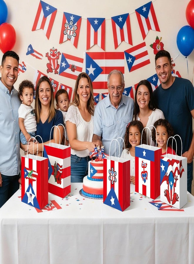 تاوباري مجموعة تاوباري من 25 قطعة من أكياس هدايا بورتوريكو بمقابض، مصنوعة من الورق/القماش، مزينة بعلم بورتوريكو، مثالية لتغليف الهدايا التذكارية، وهدايا عيد الميلاد، والمناسبات الوطنية، والاحتفالات، وحفلات اليوم الوطني (8 × 6 بوصة). - Image 3