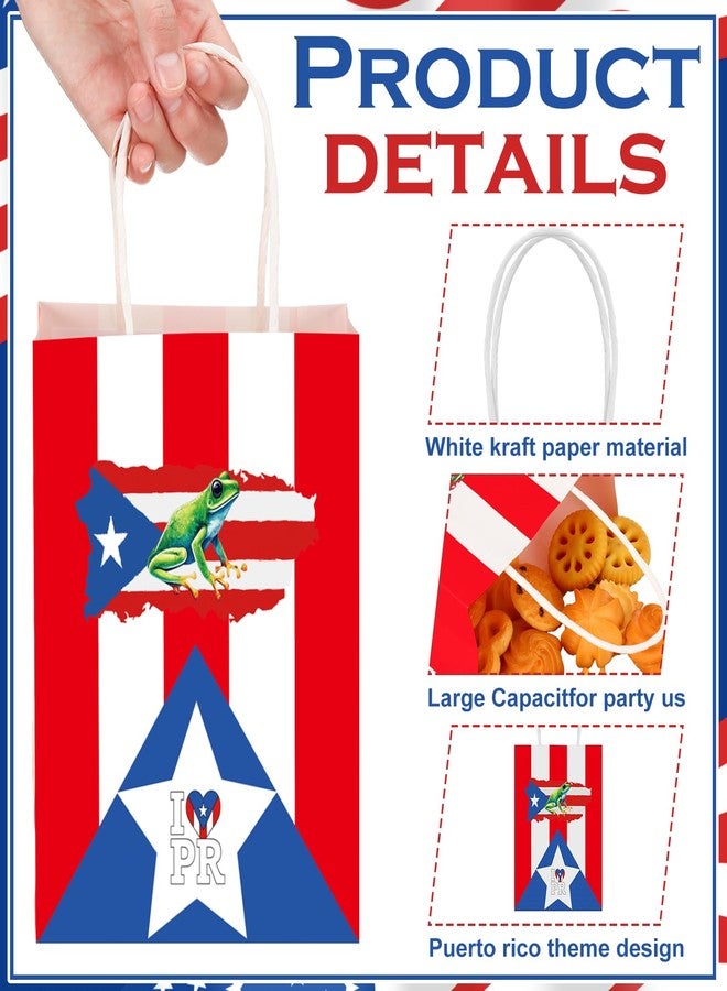 تاوباري مجموعة تاوباري من 25 قطعة من أكياس هدايا بورتوريكو بمقابض، مصنوعة من الورق/القماش، مزينة بعلم بورتوريكو، مثالية لتغليف الهدايا التذكارية، وهدايا عيد الميلاد، والمناسبات الوطنية، والاحتفالات، وحفلات اليوم الوطني (8 × 6 بوصة). - Image 5