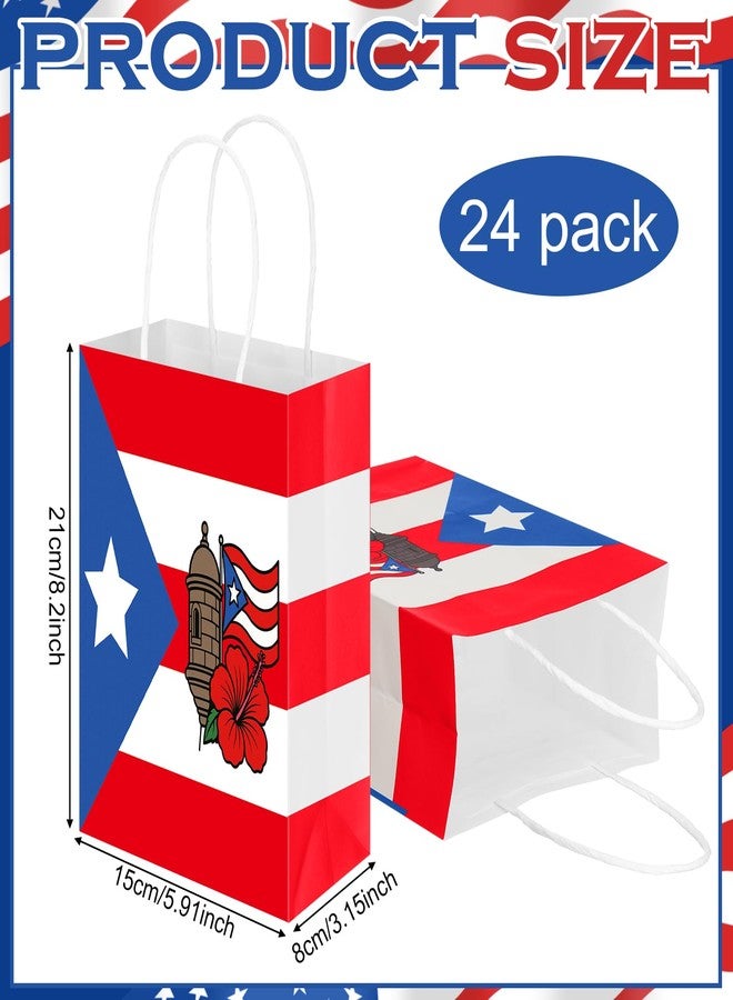 تاوباري مجموعة تاوباري من 25 قطعة من أكياس هدايا بورتوريكو بمقابض، مصنوعة من الورق/القماش، مزينة بعلم بورتوريكو، مثالية لتغليف الهدايا التذكارية، وهدايا عيد الميلاد، والمناسبات الوطنية، والاحتفالات، وحفلات اليوم الوطني (8 × 6 بوصة). - Image 4