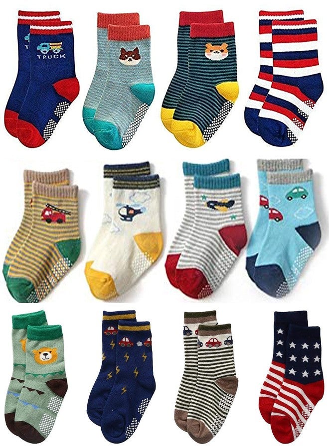 Kidbee Baby Boy's Unisex Organic Cotton Anti Slip/Anti Skid Socks Multicolor (18-24 Months, 12 Pairs) - Image 1
