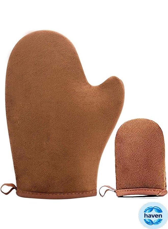 HAVEN 2PCS Soft Tanning Glove Self Tanner , Double Sided Design Self Tanning Glove With Thumb, Reusable Applicator for Bronzed Streak Appearance - Image 1