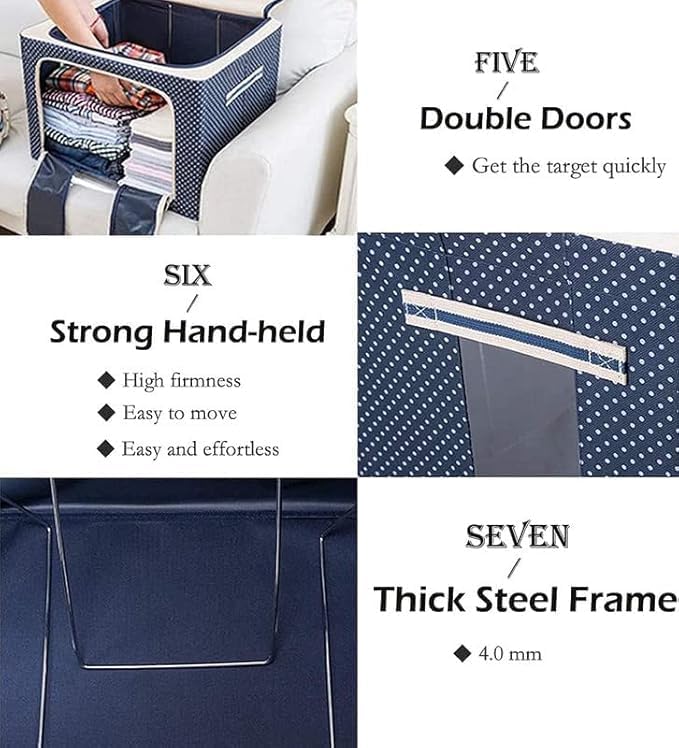 DKWIN DKWIN Cloth Storage Box clothes organiser Organisers Storage Box for Clothes with Foldable Steel Frame Wardrobe Organizer for SareeShirtsBlanketToys  - Image 5