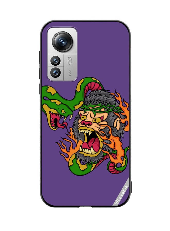 VR CREATIVE Protective Case Cover For Xiaomi 12X King Kong Vs Snake Design Multicolour - Image 1