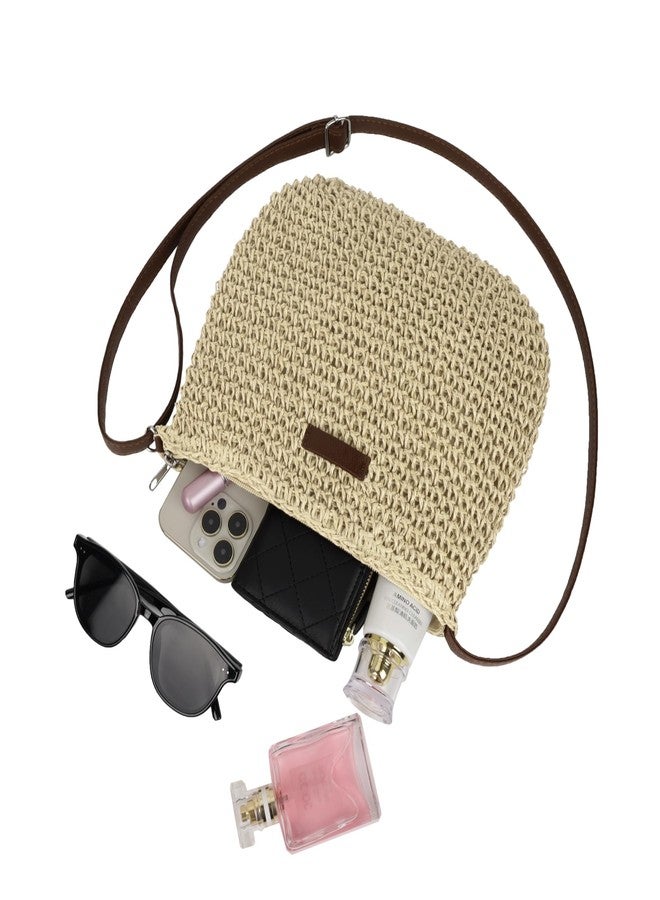 Youjaree Straw Crossbody Bag for Women Handmade Woven Beach Bag Vacation Shoulder Handbag Purse for Summer (Beige) - Image 4