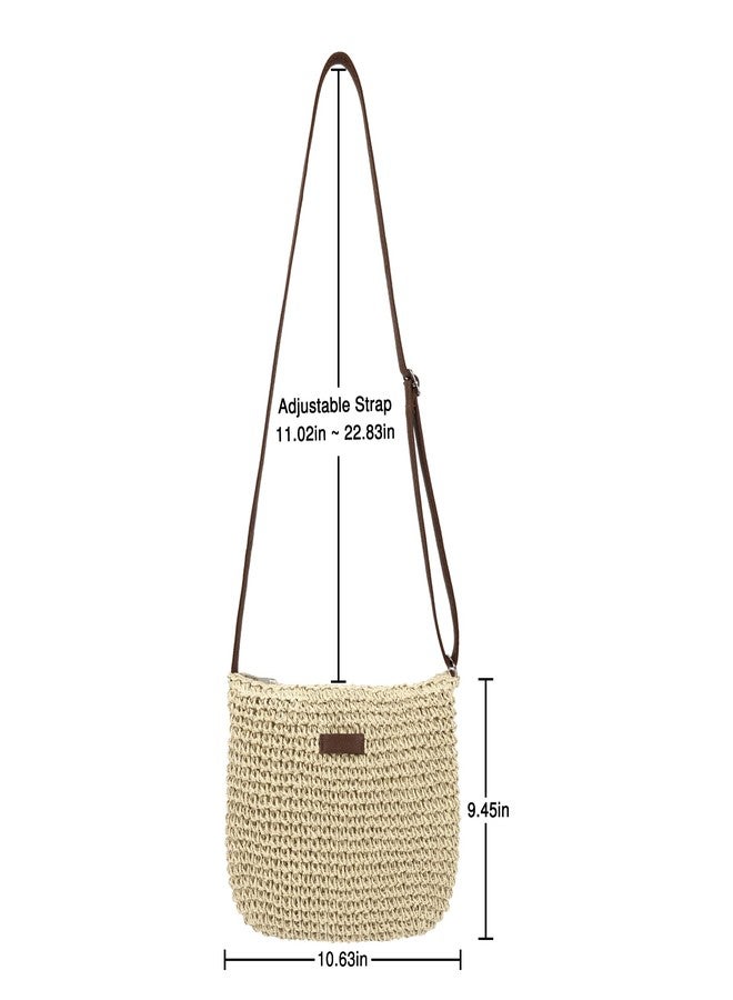 Youjaree Straw Crossbody Bag for Women Handmade Woven Beach Bag Vacation Shoulder Handbag Purse for Summer (Beige) - Image 5