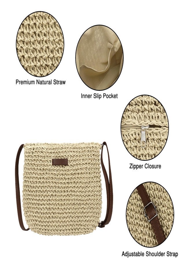 Youjaree Straw Crossbody Bag for Women Handmade Woven Beach Bag Vacation Shoulder Handbag Purse for Summer (Beige) - Image 3