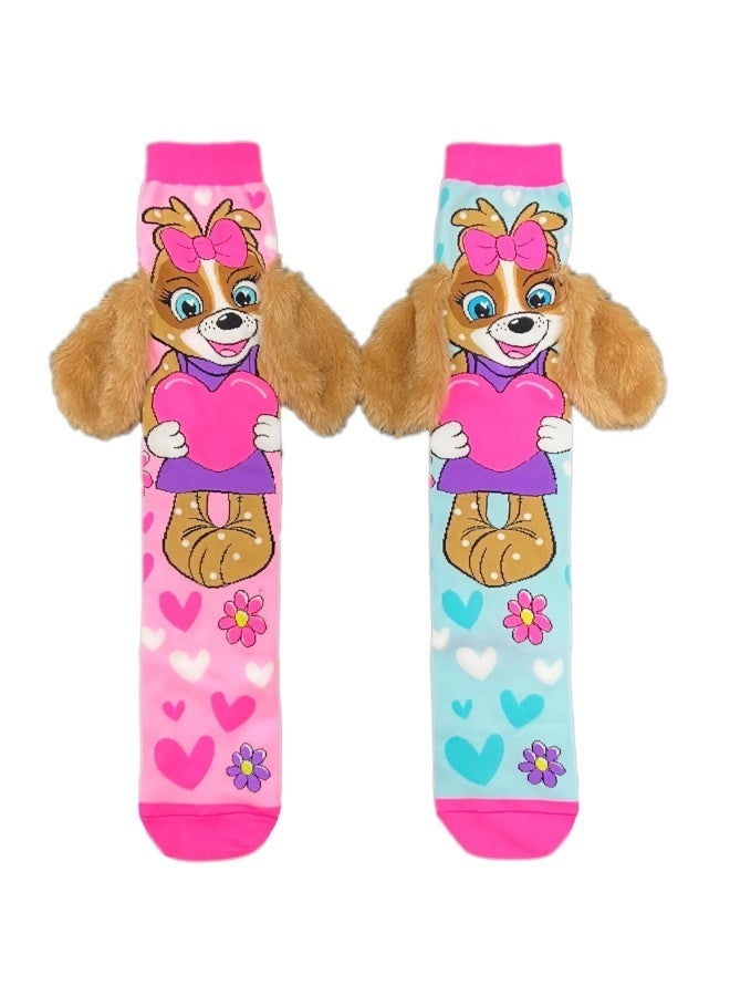 جوارب عالية تصل إلى الركبة بتصميم حيوانات ثلاثية الأبعاد ووبر ناعم، شخصيات كرتونية ملونة، تصميم بوم بوم من الفرو، ملابس مريحة مبتكرة للبنات والأولاد - Image 3