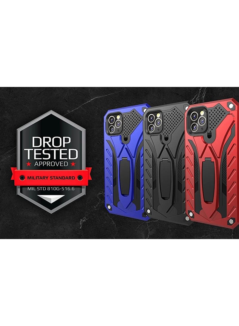 Bills iPhone 11 Pro Max Premium Armor Case Built-In Kickstand - Military-Grade Shockproof Protective Cover with Reinforced Corners (Red) - Image 2