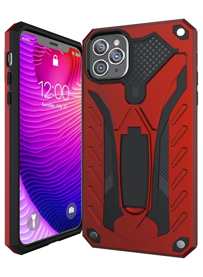 Bills iPhone 11 Pro Max Premium Armor Case Built-In Kickstand - Military-Grade Shockproof Protective Cover with Reinforced Corners (Red) - Image 1