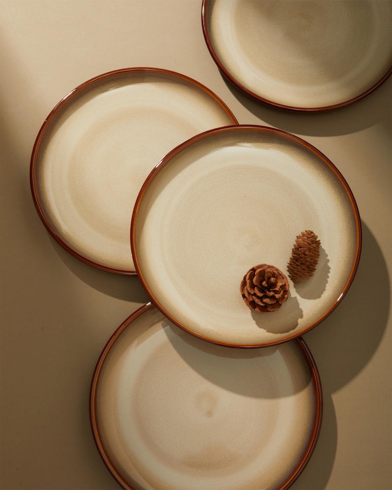 Pokini Stoneware Dinnerware Sets, Ceramic Plates and Bowls Set, Microwave & Dishwasher Safe Kitchen Dish Set, Modern Dinner Salad Plates | Cereal Bowls for 4, Dishware Sets Brown Yellow - Image 5