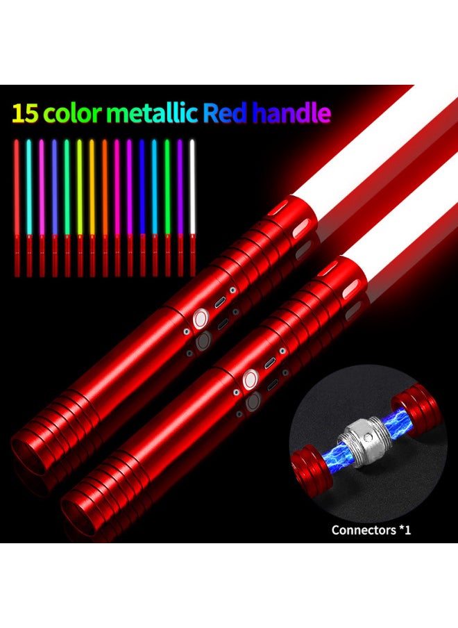Manufacturers Star Wars Laser Sword Luminous Sword Sound Colorful Colorful Light Sword Metal Handle Luminous Toy Suit-Color:15-color Red Double Stick--upgraded To 20-color Standard Model With Memory-Specifications:Magic Color Laser Sword