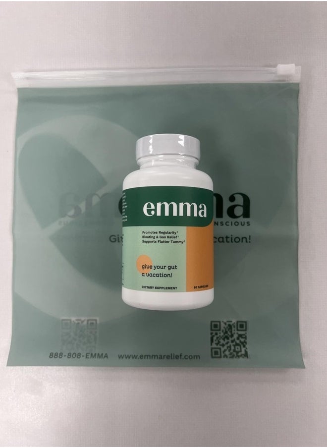 Emma - Gut Health - Gas and Bloating Relief, Constipation, Leaky Gut Repair - Gut Cleanse & Restore Digestion - Regulate Bowel Movement. Probiotics and Laxative Alternative, 60 Capsules - Image 1