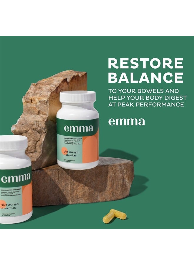 Emma - Gut Health - Gas and Bloating Relief, Constipation, Leaky Gut Repair - Gut Cleanse & Restore Digestion - Regulate Bowel Movement. Probiotics and Laxative Alternative, 60 Capsules - Image 1